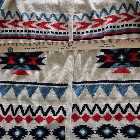 Wrangler Retro Men Or Women's Cream & Teal Aztec Shawl Collar Cardigan Sweater - Picture 7 of 9